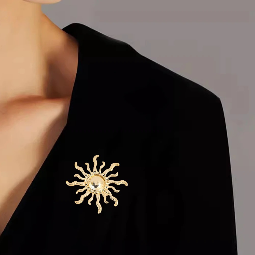 Hunting Outdoor Rug - Sunburst Flower Alloy Brooch Rugged Petal