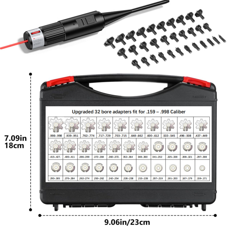 Laser Boresighter Kit - Rechargeable Laser Boresigher Kit 32 Adapters