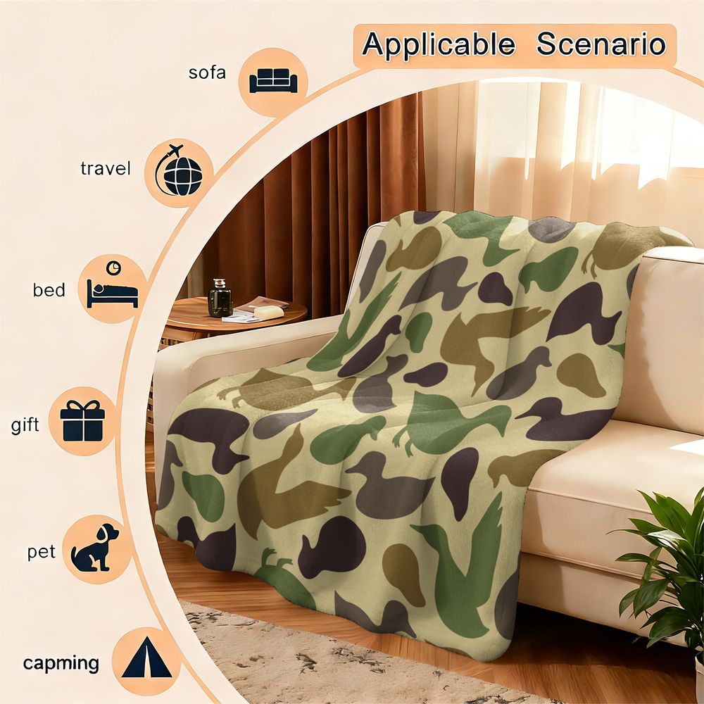 Duck Pattern Flannel Blanket S - Hunting Outdoor Rug 评论和价格