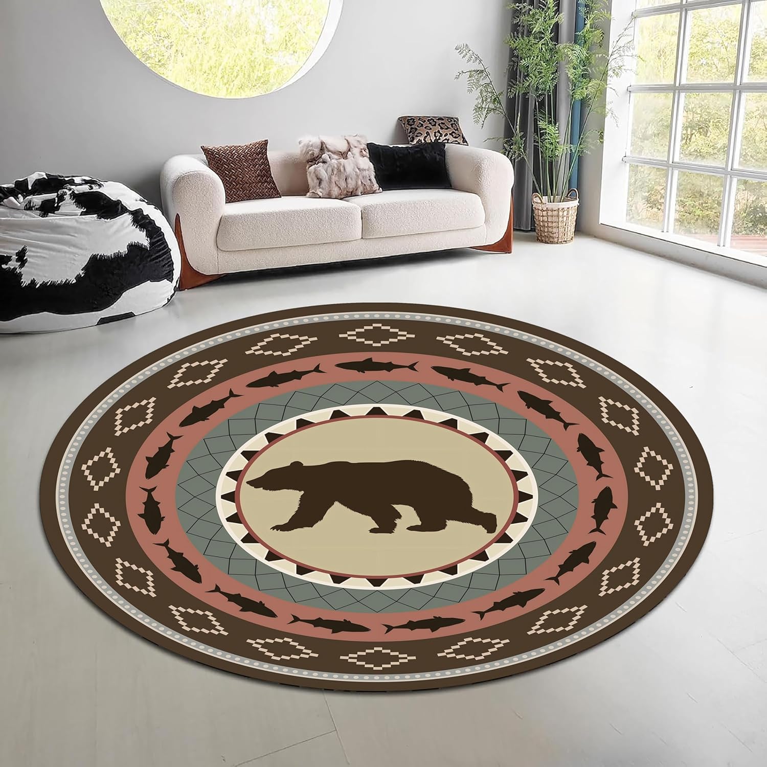 Vintage Nature Forest Round Ru - Hunting Outdoor Rug 评论和价格