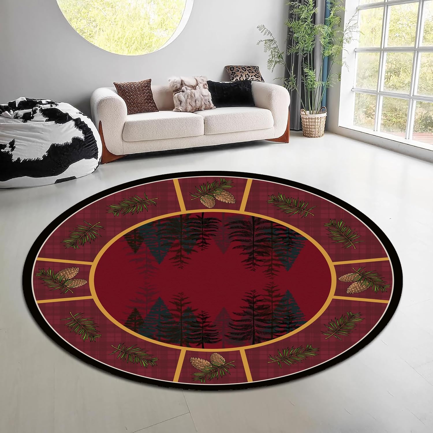 Vintage Nature Forest Round Ru - Hunting Outdoor Rug 评论和价格